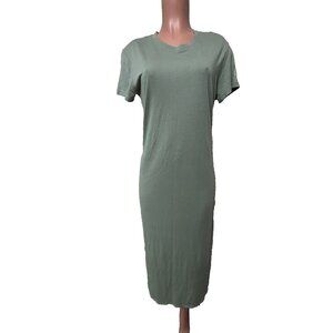 Monrow Pullover Short Sleeve T-Shirt Maxi Dress Women's Size M Spruce Green NWT